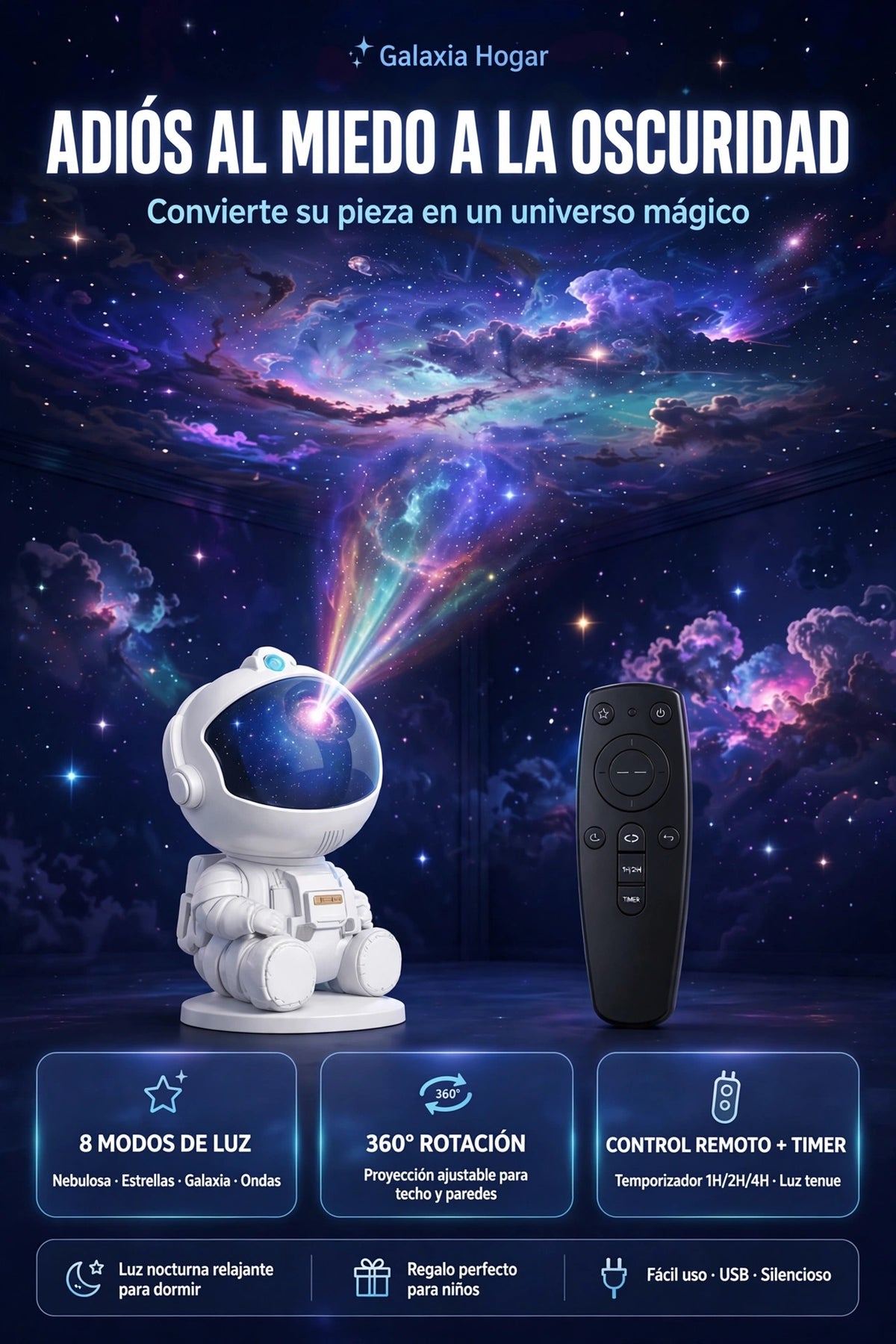 Proyector Galaxia Astronauta - Duerme sin miedo